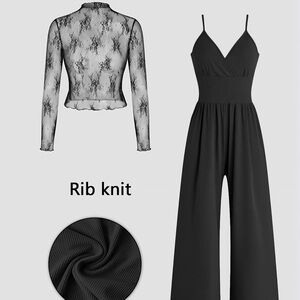 Elegant Black Jumpsuit with Lace Top